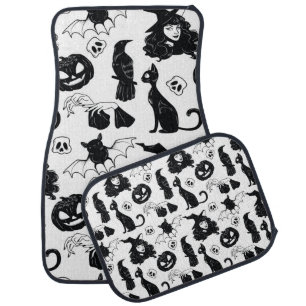 Seamless pattern with Halloween cute hand drawn el Car Floor Mat