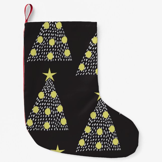 Seamless pattern with hand drawn Christmas trees i Small Christmas Stocking (Front)