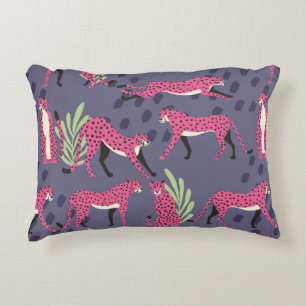 Seamless pattern with hand drawn exotic big cat pi accent pillow