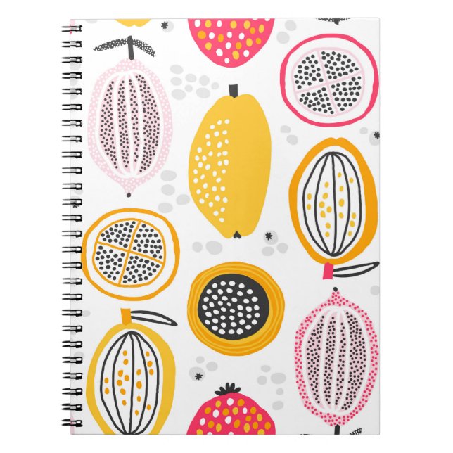 Seamless pattern with hand drawn exotic fruits. Ab Notebook (Front)