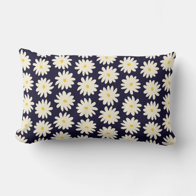 Seamless pattern with hand drawn flowers in cream  lumbar pillow (Front)