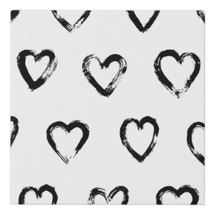 Seamless pattern with hand drawn heart faux canvas print