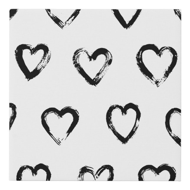 Seamless pattern with hand drawn heart faux canvas print (Front)