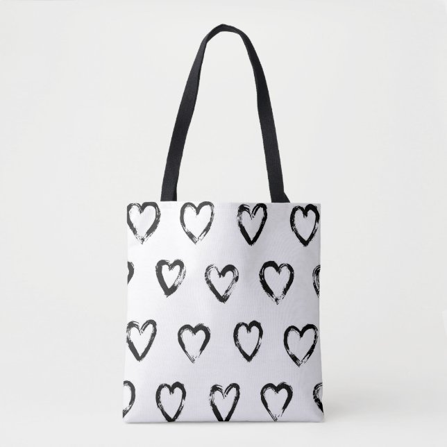 Seamless pattern with hand drawn heart tote bag (Front)