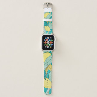 seamless pattern with hand drawn lemon garden apple watch band