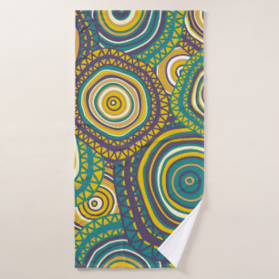 Seamless pattern with hand drawn ornamental circle bath towel