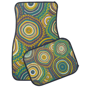 Seamless pattern with hand drawn ornamental circle car floor mat