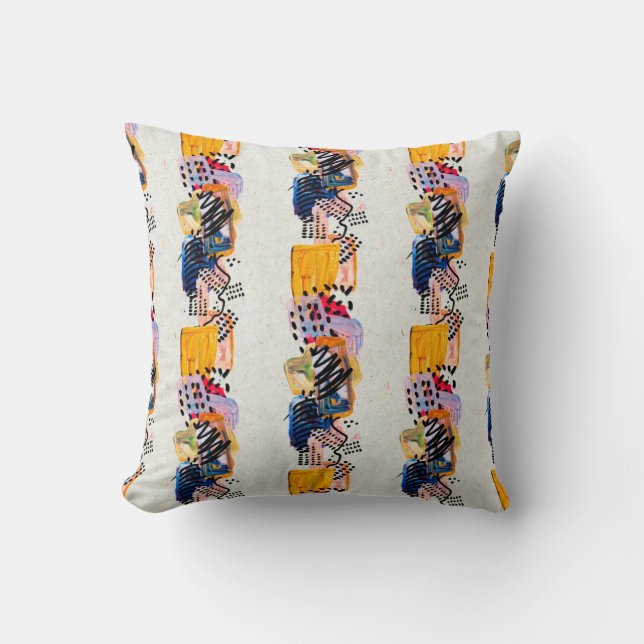 Seamless pattern with hand drawn paint strokes. Ar Throw Pillow (Front)