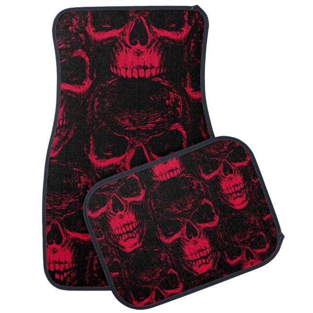Seamless pattern with hand-drawn sinister human sk car floor mat (Set)