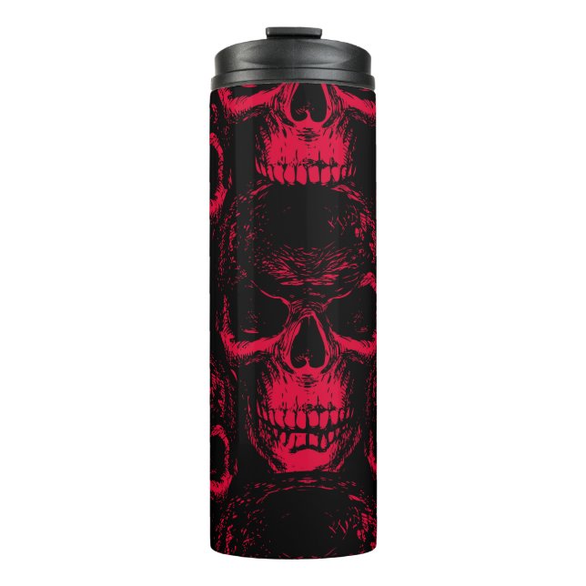 Seamless pattern with hand-drawn sinister human sk thermal tumbler (Front)