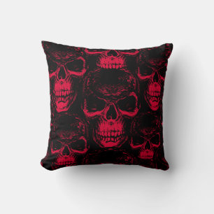 Seamless pattern with hand-drawn sinister human sk throw pillow