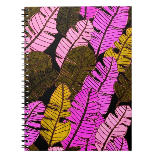 Seamless pattern with hand drawn tropical leaves.  notebook (Front)