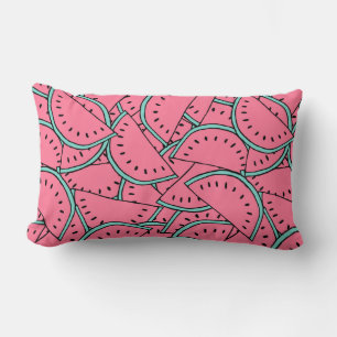 Seamless pattern with hand drawn watermelons.  lumbar pillow