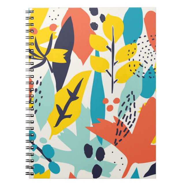 Seamless pattern with hand painted flowers and lea notebook (Front)
