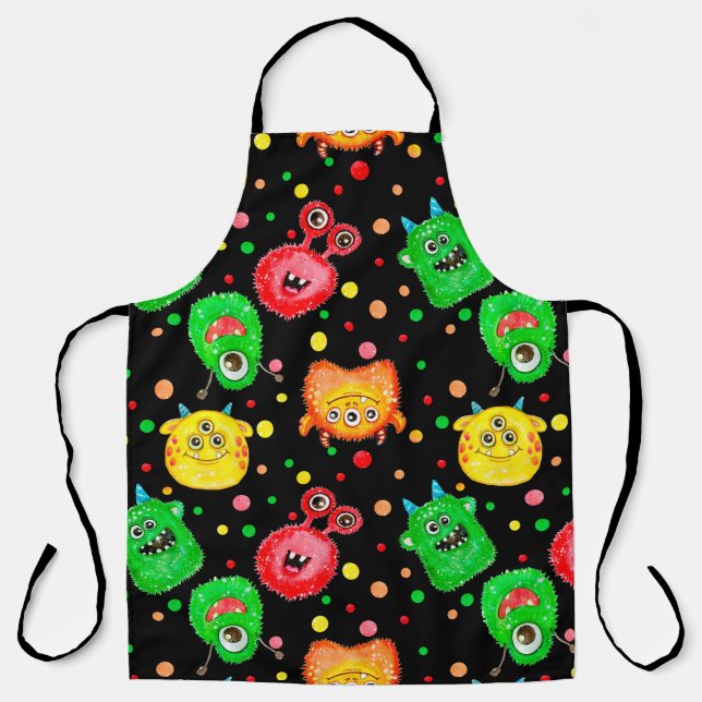 Seamless pattern with hand painted watercolor cute apron (Front)