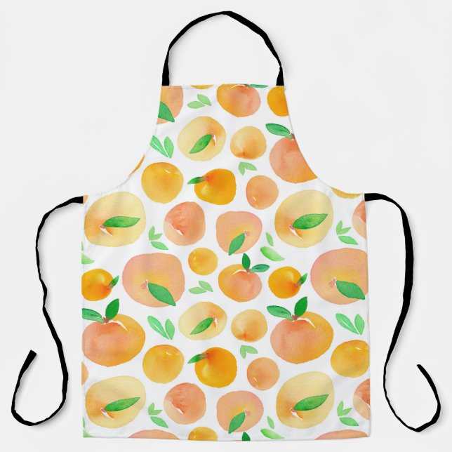 Seamless pattern with hand painted watercolor peac apron (Front)