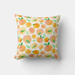Seamless pattern with hand painted watercolor peac throw pillow
