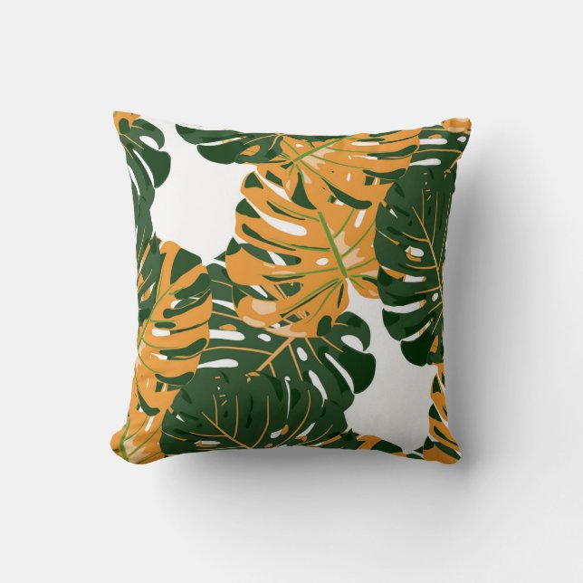 Seamless Pattern with Hawaiian Rainforest. Retro C Throw Pillow (Front)