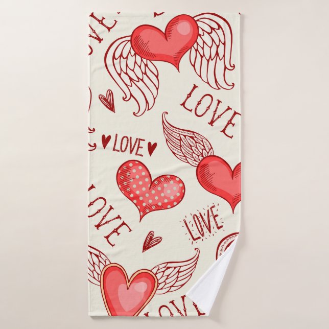 Seamless pattern with hearts. Happy Valentine's Da Bath Towel (Bath Towel)