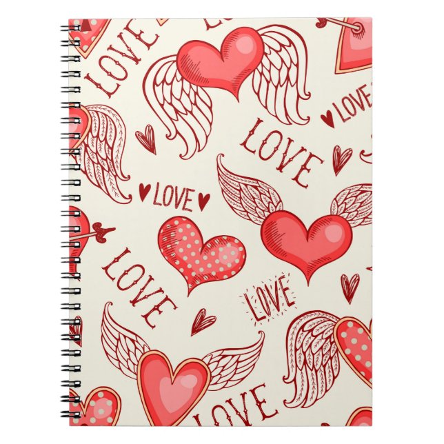 Seamless pattern with hearts. Happy Valentine's Da Notebook (Front)