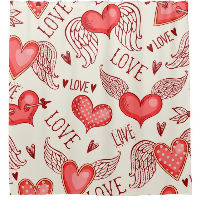Seamless pattern with hearts. Happy Valentine's Da Shower Curtain (Front)