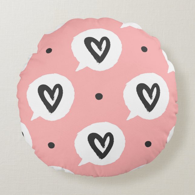 Seamless pattern with hearts. round pillow (Front)
