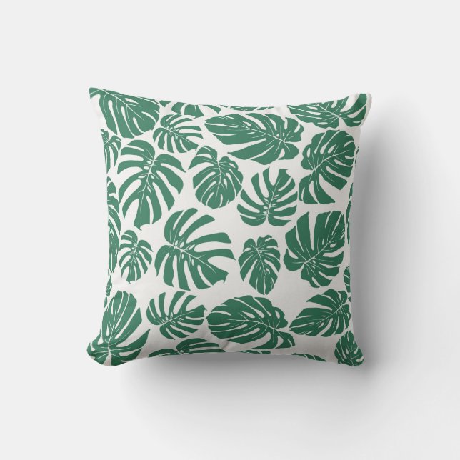 Seamless pattern with leaves of Monstera. Decorati Throw Pillow (Front)