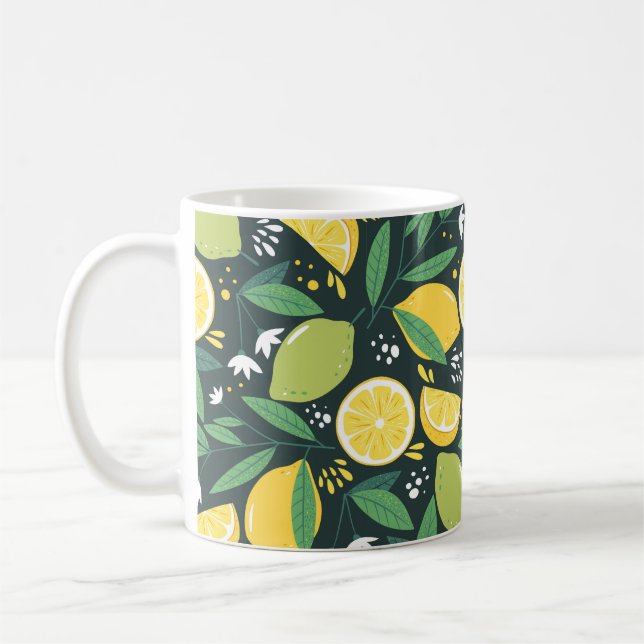 Seamless pattern with lemons. Abstract art print.  Coffee Mug (Left)