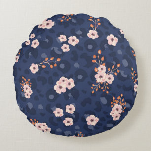 Seamless pattern with leopard skin and pink small  round pillow