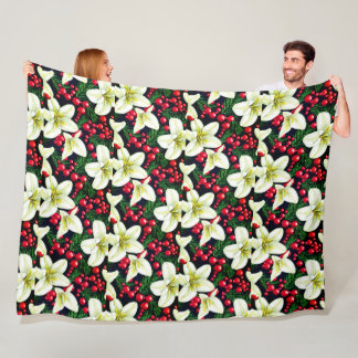 Seamless pattern with Lillie's and Berries  Fleece Blanket
