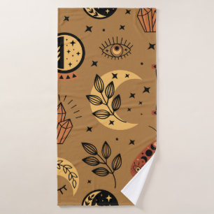 seamless pattern with magical elements bath towel