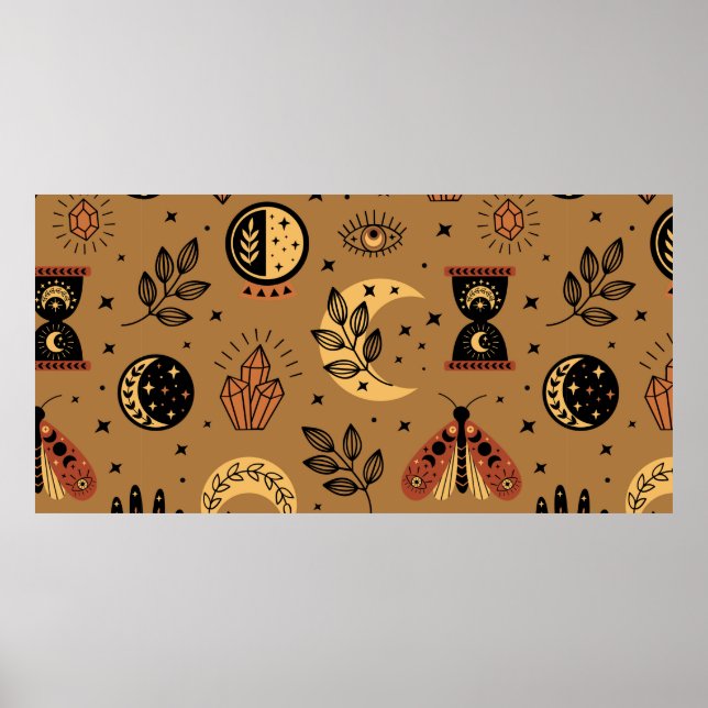 seamless pattern with magical elements poster (Front)