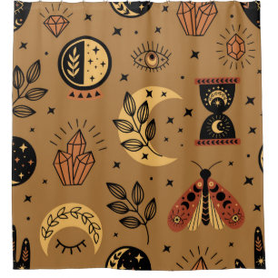 seamless pattern with magical elements shower curtain