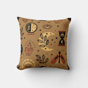 seamless pattern with magical elements throw pillow