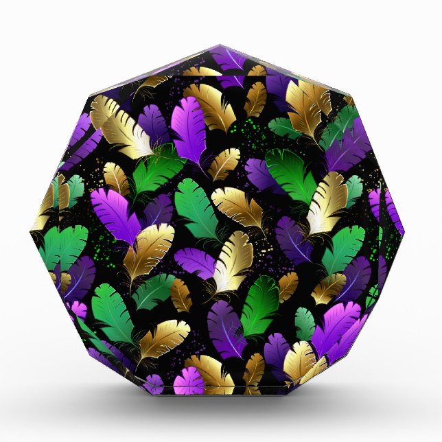 Seamless Pattern with Mardi Gras feathers Acrylic Award (Front)