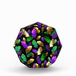Seamless Pattern with Mardi Gras feathers Acrylic Award