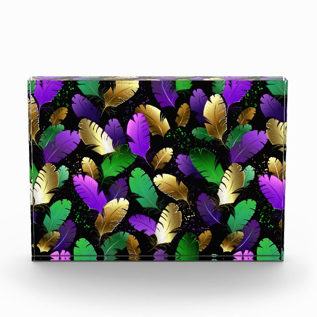 Seamless Pattern with Mardi Gras feathers Acrylic Award (Front)
