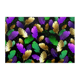 Seamless Pattern with Mardi Gras feathers Acrylic Print