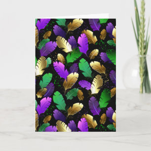 Seamless Pattern with Mardi Gras feathers Announcement