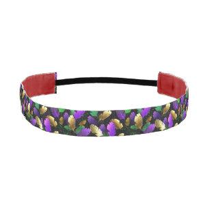 Seamless Pattern with Mardi Gras feathers Athletic Headband