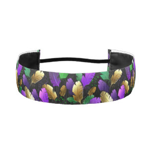 Seamless Pattern with Mardi Gras feathers Athletic Headband