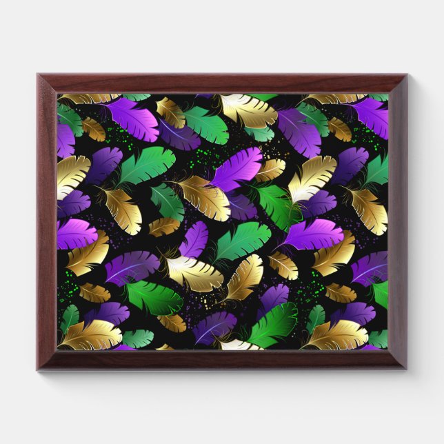 Seamless Pattern with Mardi Gras feathers Award Plaque (Horizontal)