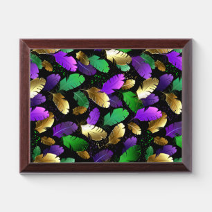 Seamless Pattern with Mardi Gras feathers Award Plaque