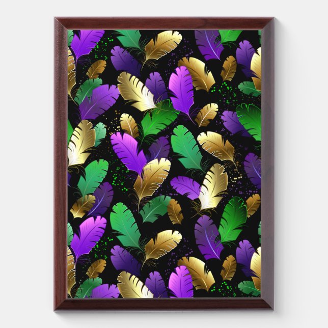 Seamless Pattern with Mardi Gras feathers Award Plaque (Vertical)