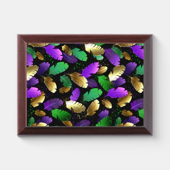 Seamless Pattern with Mardi Gras feathers Award Plaque (Horizontal)