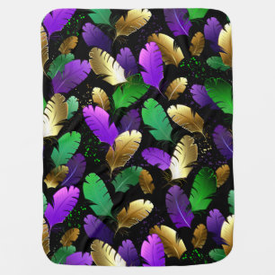 Seamless Pattern with Mardi Gras feathers Baby Blanket
