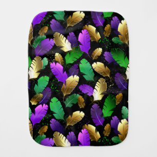 Seamless Pattern with Mardi Gras feathers Baby Burp Cloth