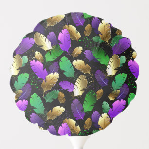 Seamless Pattern with Mardi Gras feathers Balloon