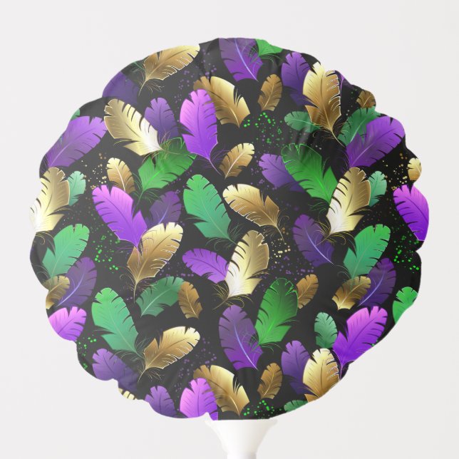 Seamless Pattern with Mardi Gras feathers Balloon (Front)