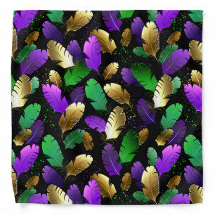Seamless Pattern with Mardi Gras feathers Bandana